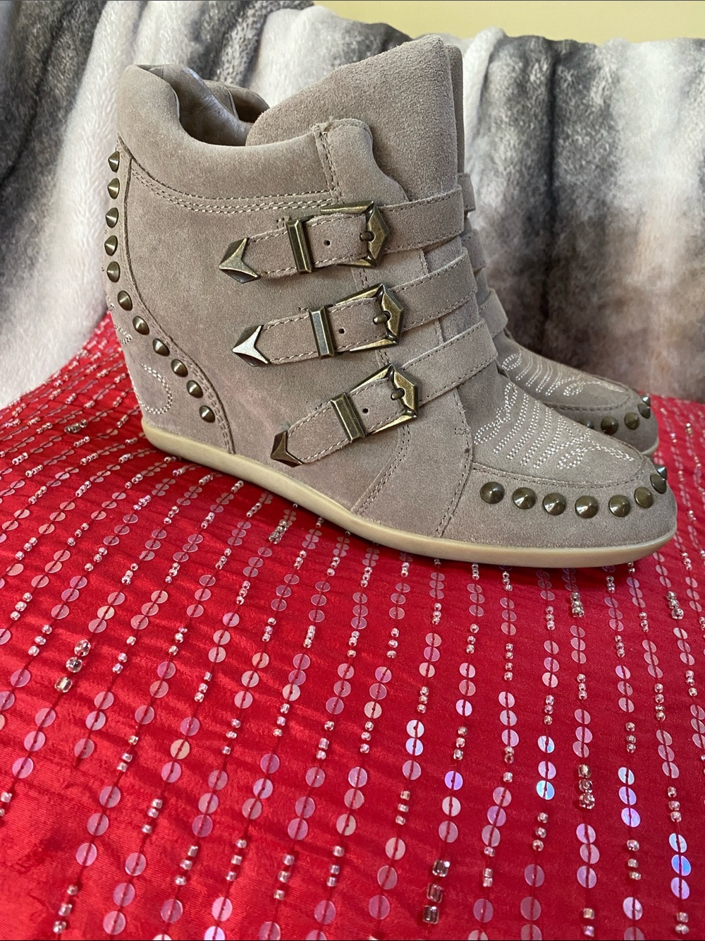 Ash Suede Leather Limited Edition Metal Studded Boots NWOT - Picture 4 of 16